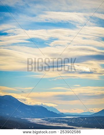 View Of Columbia Valley From Mt. Swansea Near Invermere, Bc Canada At Sunset