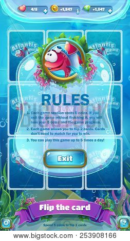 Atlantis Ruins - Illustration Mobile Format Rules Screen To The Computer Game. Bright Background Ima