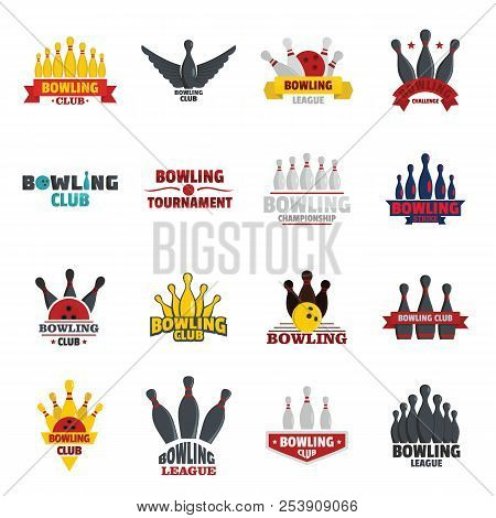 Bowling Kegling Game Icons Set. Realistic Illustration Of 16 Bowling Kegling Game Icons For Web