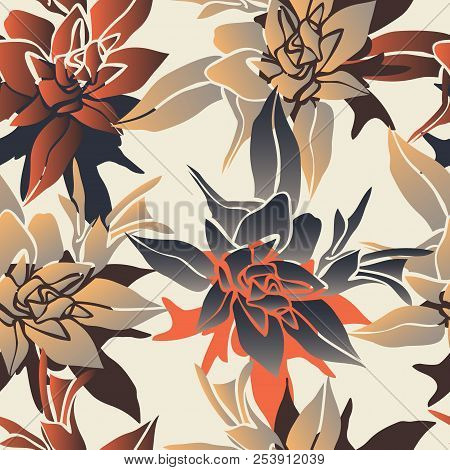 Vector Design With Flower Loach. Seamless Background Colors Of Autumn. Bright, Rich Design. Suitable