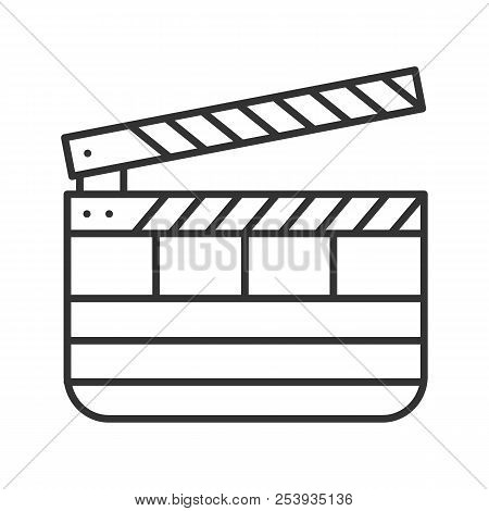 Clapperboard Linear Icon. Thin Line Illustration. Time Code Slate. Contour Symbol. Vector Isolated O