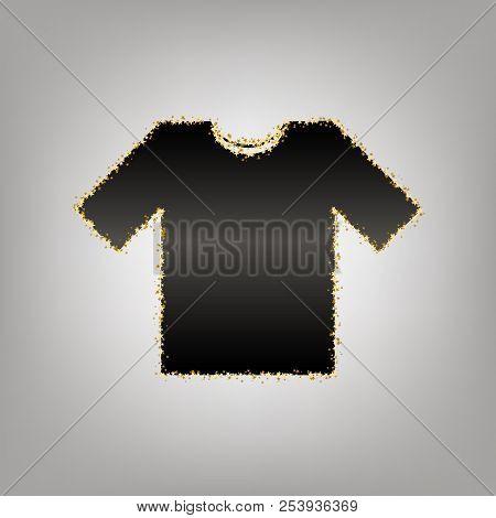 T-shirt Sign Illustration. Vector. Blackish Icon With Golden Sta