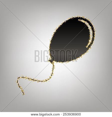 Balloon Sign Illustration. Vector. Blackish Icon With Golden Sta