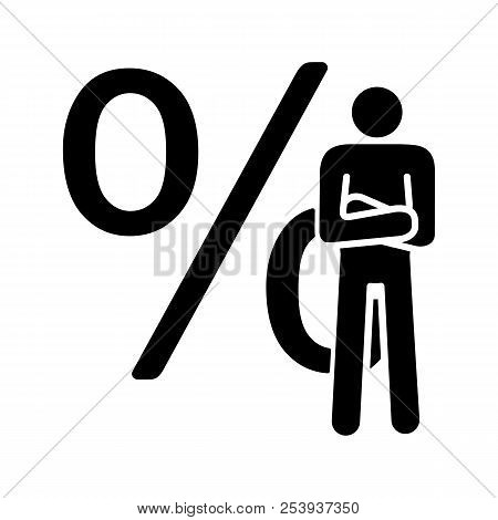 Businessman Glyph Icon. Investor. Man Standing In Confident Pose With Percent Sign. Marketer, Analys