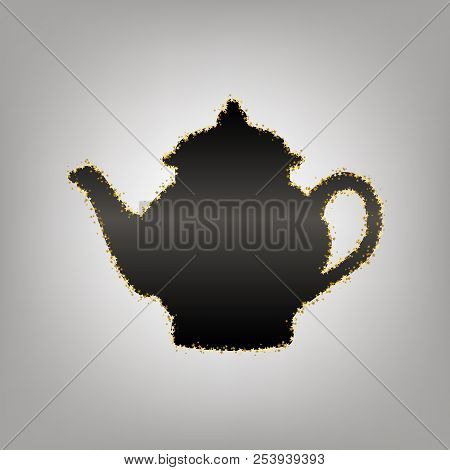 Tea Maker Sign. Vector. Blackish Icon With Golden Stars At Grayi