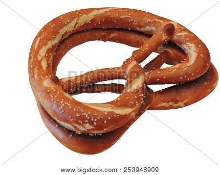 Two Pretzels On A White Background. Isolated