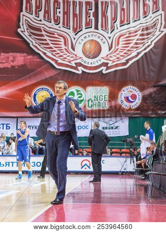 Samara, Russia - December 07: Bc Krasnye Krylia Head Coach Sergey Bazarevich During The Bc Azovmash 