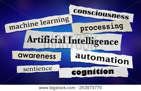 AI Artificial Intelligence Machine Learning News Headlines 3d Illustration