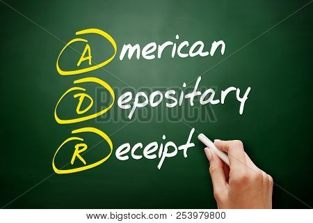 Adr - American Depositary Receipt Acronym, Business Concept On Blackboard