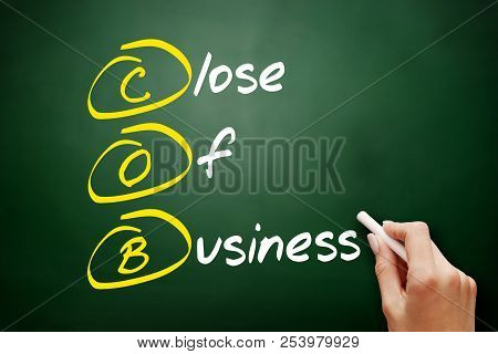 Cob - Close Of Business Acronym, Concept On Blackboard