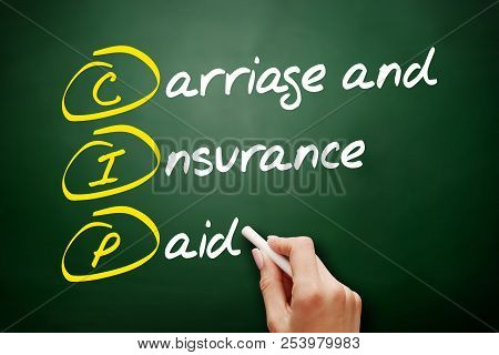 Cip - Carriage And Insurance Paid Acronym, Business Concept On Blackboard