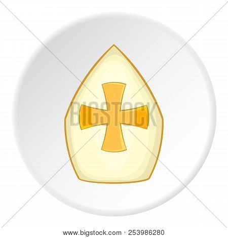 Combat Shield Icon In Cartoon Style On White Circle Background. War Symbol Illustration