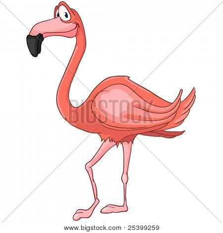 Lustige Rosa Flamingo isoliert auf weißem Hintergrund. Vektor.