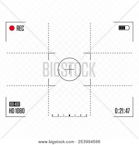 Camera Frame Viewfinder Isolated On Transparent Background. Viewfinder Grid Photo Or Video Camera Di