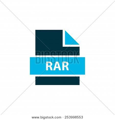 File Rar Icon Colored Symbol. Premium Quality Isolated Winrar Element In Trendy Style.
