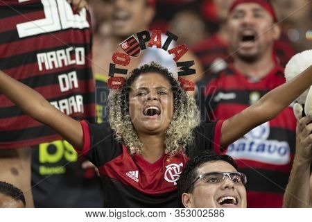 Rio, Brazil - February 26, 2020: Fans During Flamengo Vs Independiente Del Valle By The Recopa Sudam