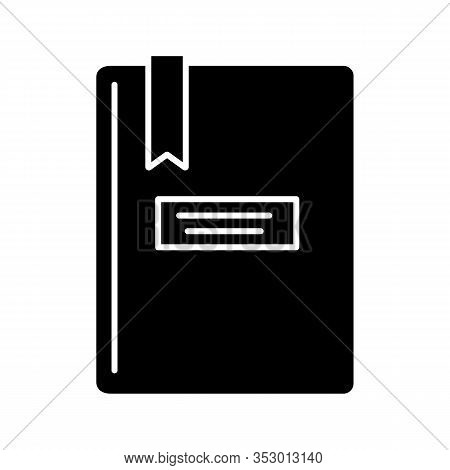 Book With Bookmark Glyph Icon. Taking Notes. Notepad. Copybook. Silhouette Symbol. Negative Space. V