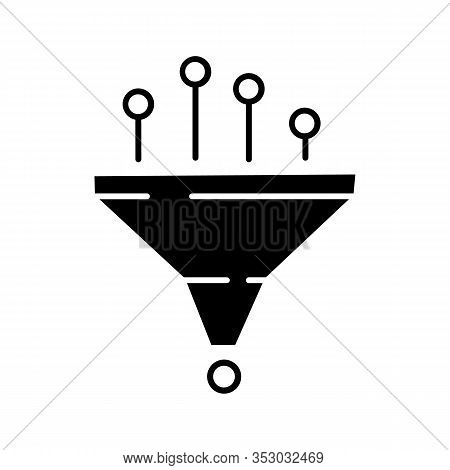 Data Filtering And Structuring System Glyph Icon. Machine Learning Process. Silhouette Symbol. Data 