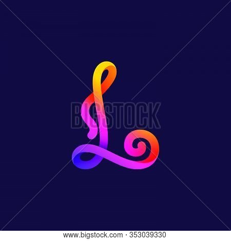 L Letter Neon Light Logo. Vector Handwritten Script Font For Night Club Labels, Futuristic Company, 