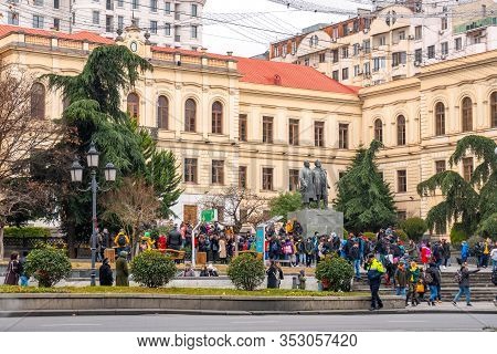 Tbilisi, Georgia - January 20, 2020 The First Experimental Public School In Tbilisi