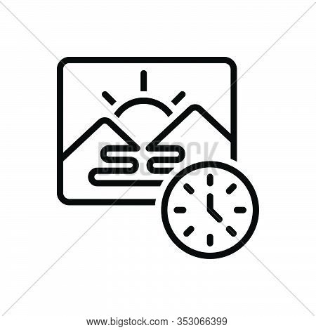 Black Line Icon For Morning Before-noon Dawn Daybreak Daylight Am Sunrise Daytime Natural Mountain