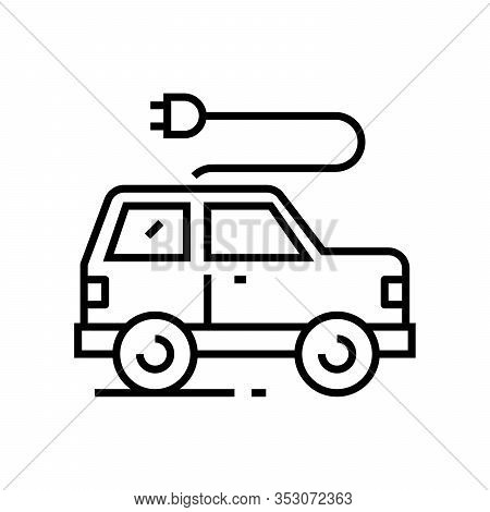 Electrocar Line Icon, Concept Sign, Outline Vector Illustration, Linear Symbol.