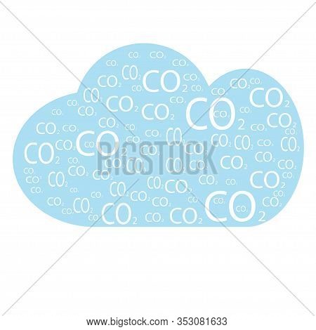 Co2 Emissions In Cloud Icon Isolated. Carbon Dioxide Formula Symbol, Smog Pollution Concept, Environ