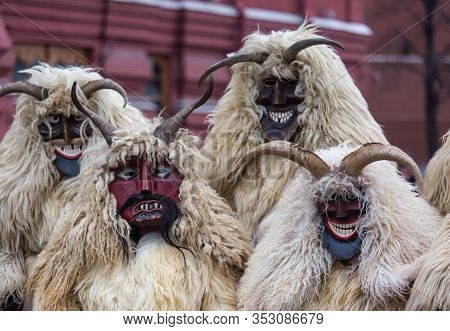 Moscow, Russia Feb 27, 2020: Moscow Maslenitsa Festival. Traditional National Celebration In Russian