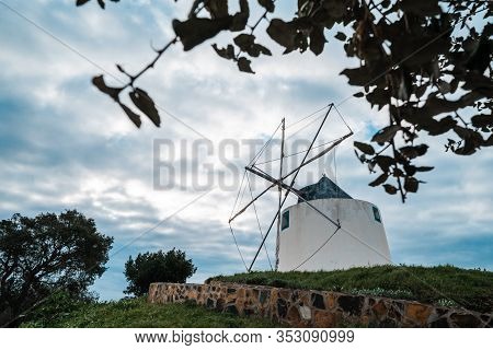 A Traditional Portuguese Windmill Near The Algarve Town Of Odeceixe, Portugal