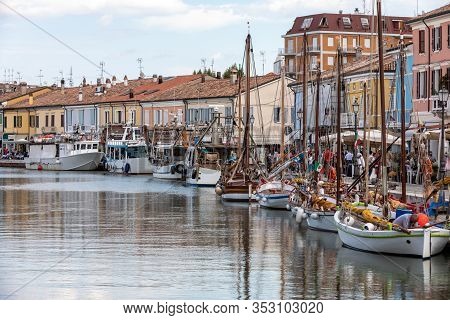Cesenatico, Emilia Romagna, Italy - Sept 8 2019: The Port Canal Designed By Leonardo Da Vinci And Ol