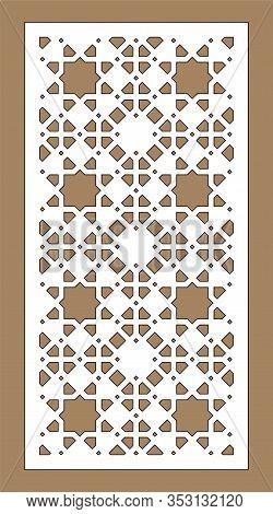 Laser Cutting. Arabesque Vector Panel. Template For Interior Partition In Arabic Style. Ratio 1:2