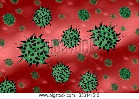 Pathogenic Viruses Causing Infection In Host Organism , Viral Disease Outbreak , 3d Illustration. Pa
