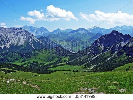 Gorgeous Views From The Schönberg (schonberg Or Schoenberg) Alpine Peak To The Liechtenstein And Aus
