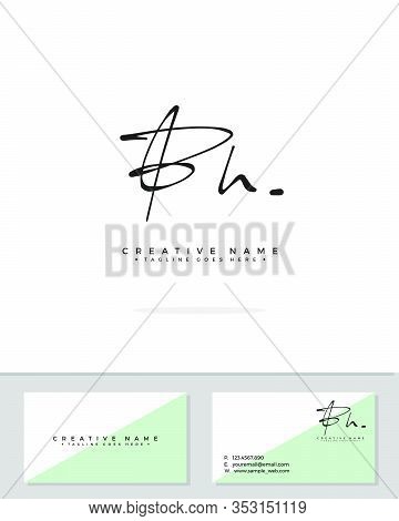 B H Bh Initial Logo Signature Vector. Handwriting Concept Logo.