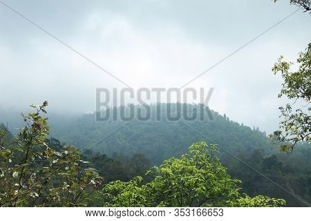 View Of Mountain And Blue Sky From A Long Distance