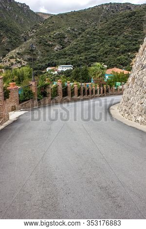 Juzcar In Ronda, The Smurf Village, Famous Village Of Andalucia Where The Movie Was Produced.