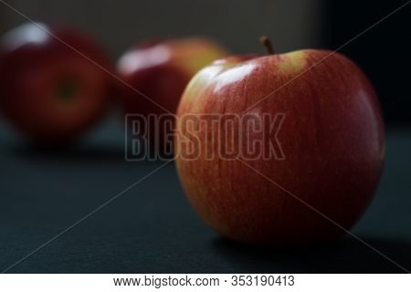 Red Apples Close-up On A Dark Background