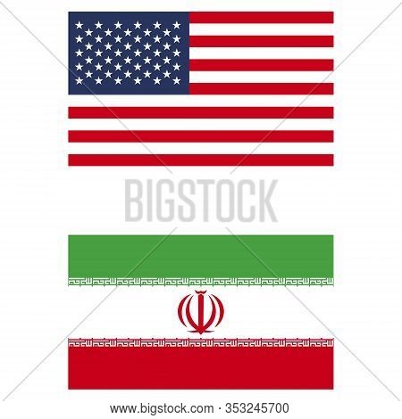 Flag Iran And Usa Isolated On White Background Vector