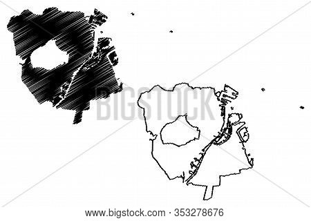 Copenhagen City (kingdom Of Denmark) Map Vector Illustration, Scribble Sketch City Of Kobenhavn Map