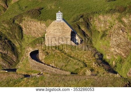 Chapel Of St Nicholas, Lantern Hill, Viewed From Capstone Point With Hillsborough Behind, Ilfracombe