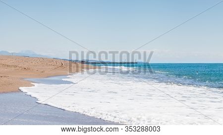 Kleopatra Beach.  The View Looking Along Kleopatra Beach In Southern Turkey.  The Beach Is Close To 