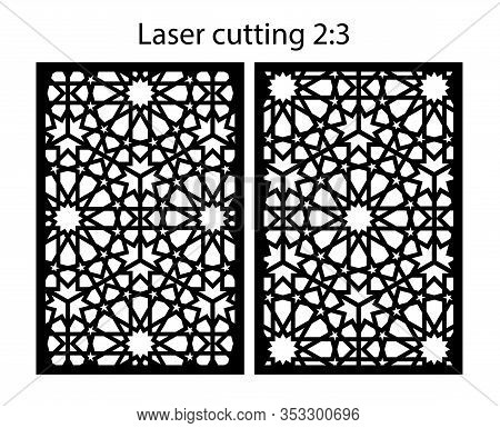 Set Of Decorative Vector Panels For Laser Cutting. Template For Interior Partition In Arabesque Styl