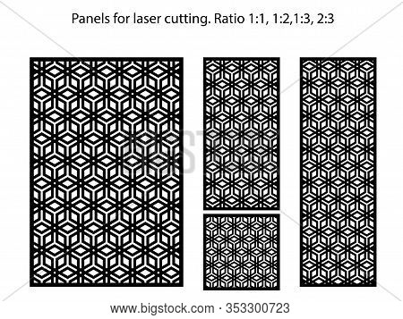 Set Of Decorative Vector Panels For Laser Cutting. Template For Interior Partition In Arabesque Styl