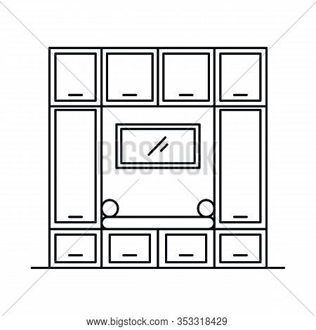 Interior With Cabinet, Chest Of Drawers, Shelves, Mirror. Vector Interior With Cabinet, Chest Of Dra