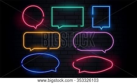 Attractive Neon Chat Bubbles Set In Many Colors Design Illustration