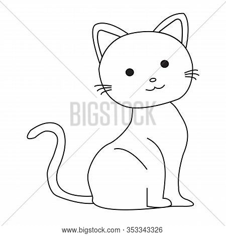 Cute Cartoon Cat Outline Vector Illustration For Coloring