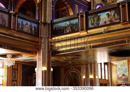 Sharm El Sheikh, Egypt - Detsember 26, 2019: Coptic Orthodox Church Interior- All Saints Church. All