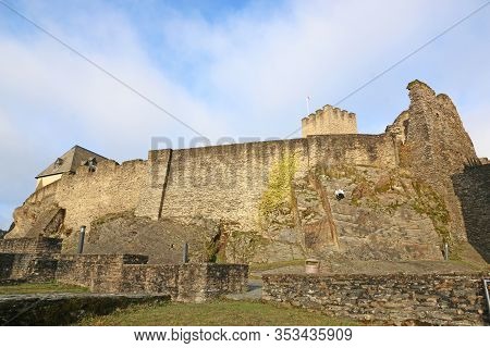Remains Of Walls Of Bourscheid Castle, Luxembourg