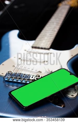 Electric Guitar With Chroma Green Mobile Phone
