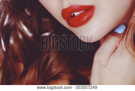 Beautiful woman skin with red lips on white background